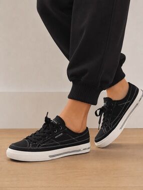 Skechers Street™ Arch Fit® Arcade -black canvas mule sneakers Sz 9 EUC